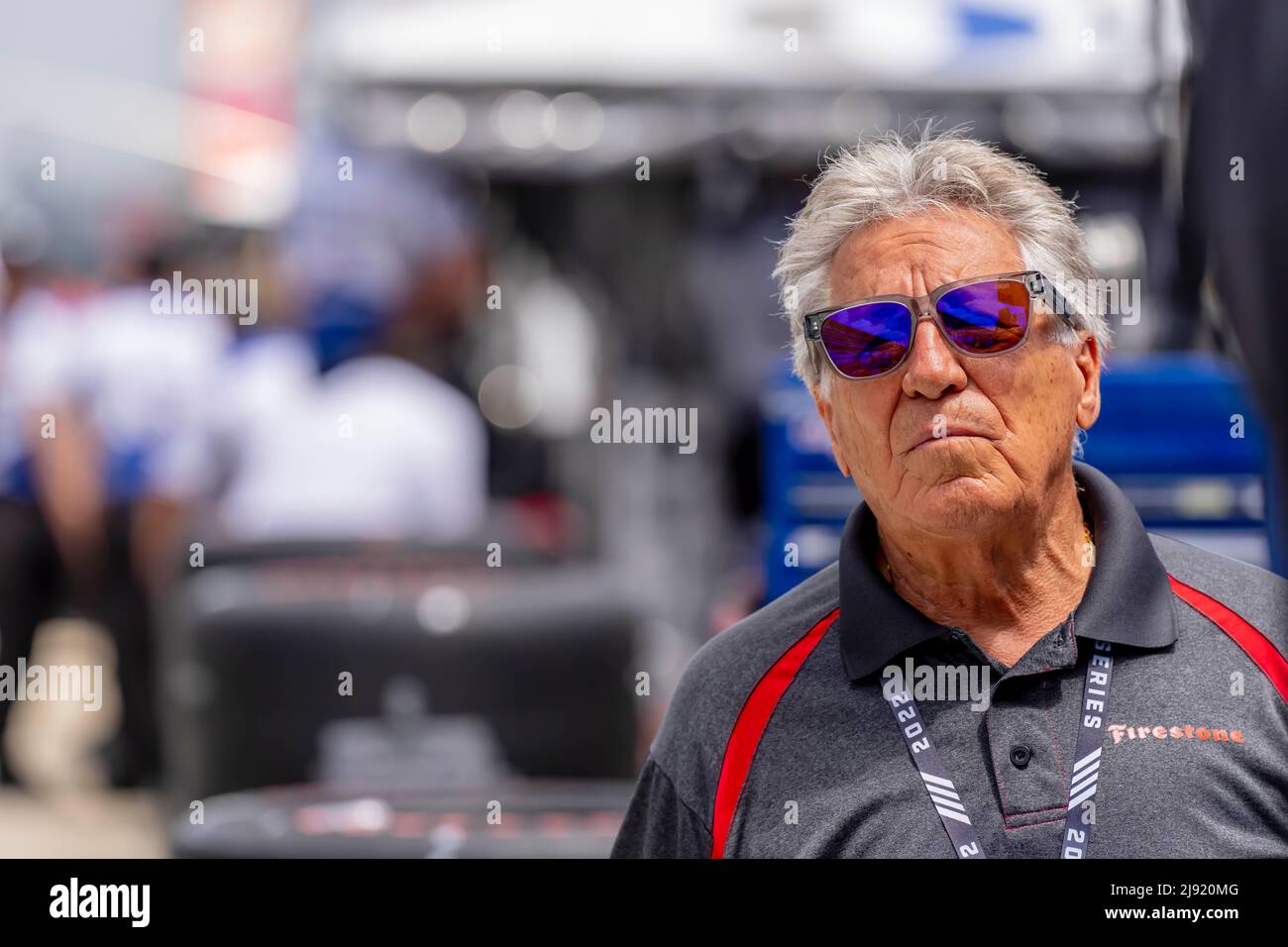Indianapolis, Indiana, USA. 19th May, 2022. Hall of fame driver, Mario Andretti, watches his teams practice for the Indianapolis 500 at Indianapolis Motor Speedway in Indianapolis Indiana. (Credit Image: © Walter G. Arce Sr./ZUMA Press Wire) Stock Photo