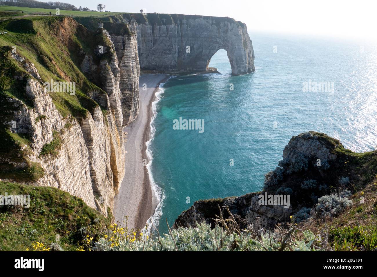 The cliff of Falaise La Manneporte in Etretat, in the Normandy region ...