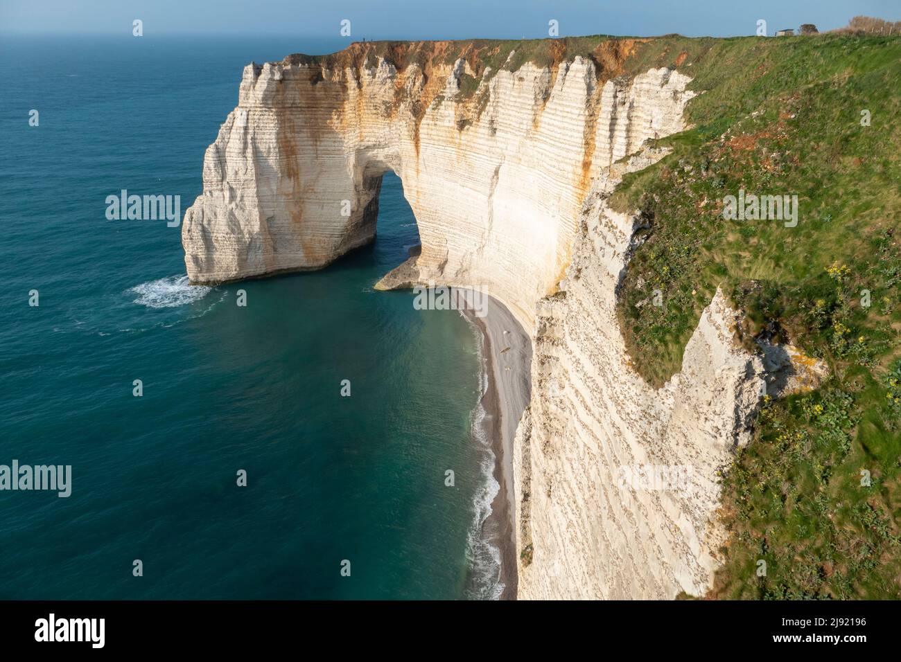 The cliff of Falaise La Manneporte in Etretat, in the Normandy region ...