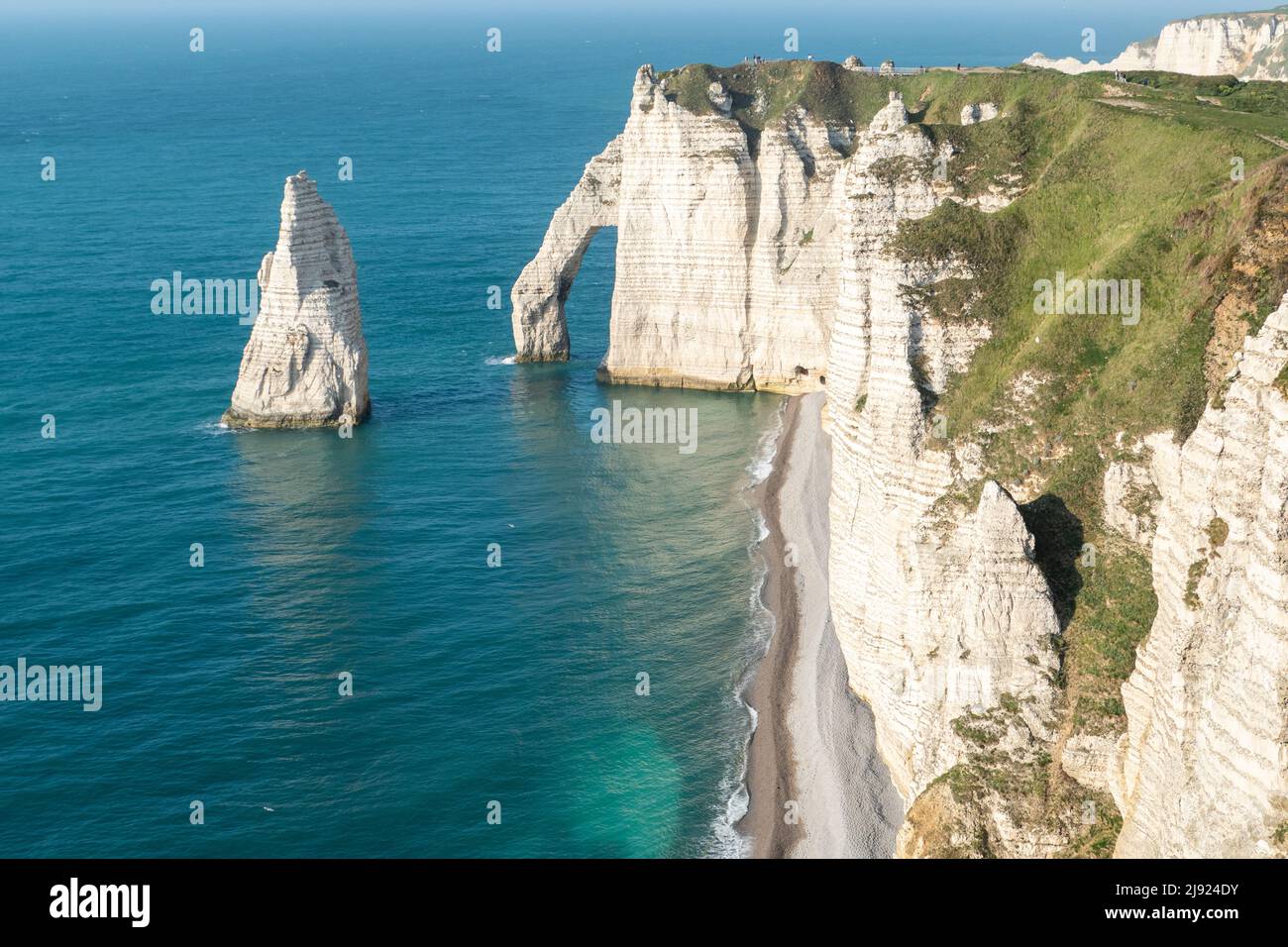 The cliff of Falaise d'Aval in Etretat,  in the Normandy region of Northwestern France Stock Photo