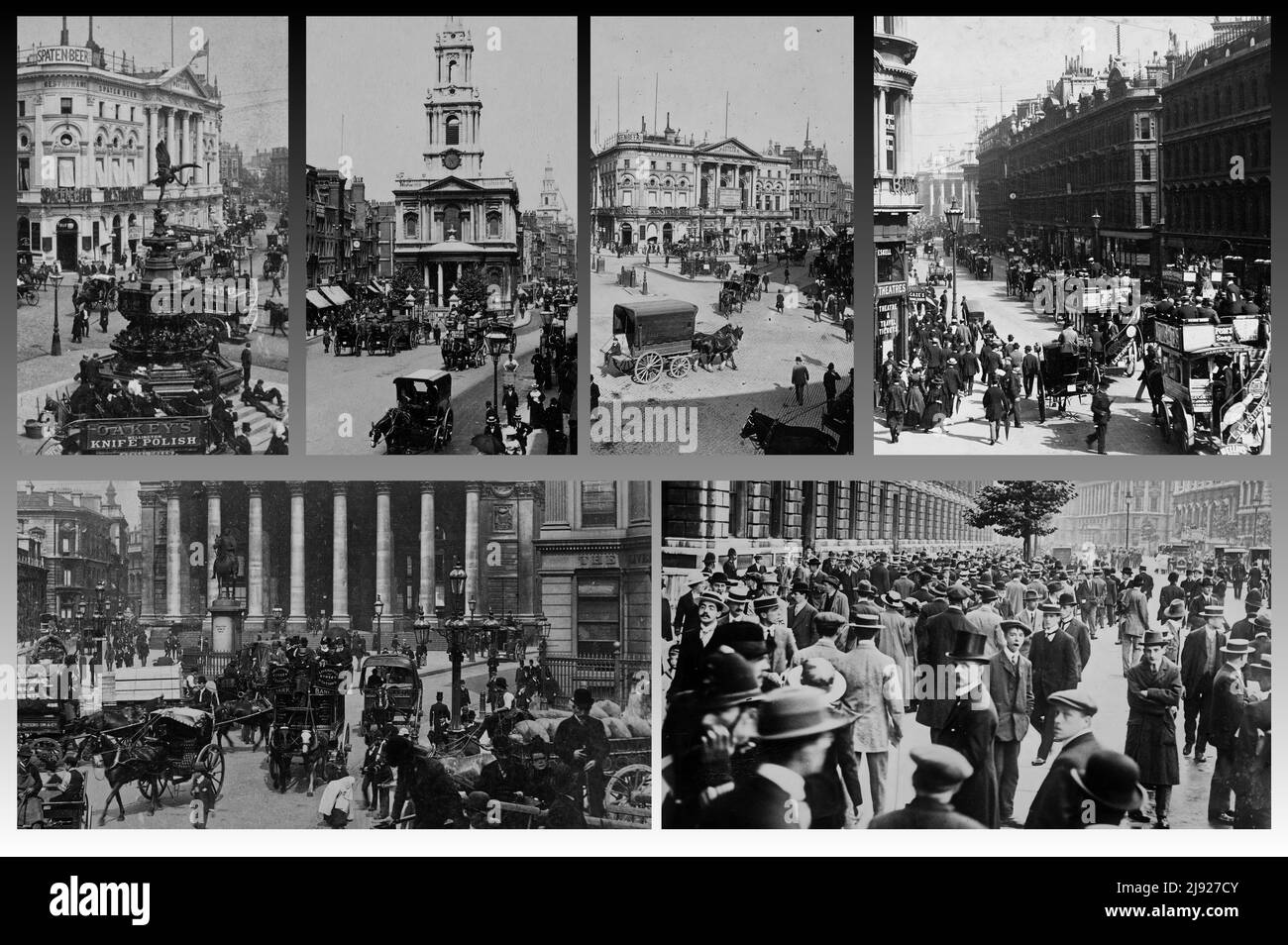 Some rare images of London depicting the main streets and monuments, dating from the late 1800s and early 1900s. Stock Photo