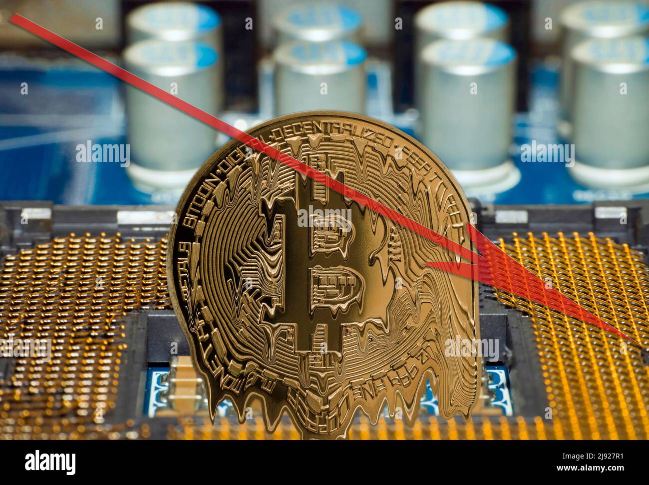 Symbolic image for the decline of the Bitcoin Stock Photo