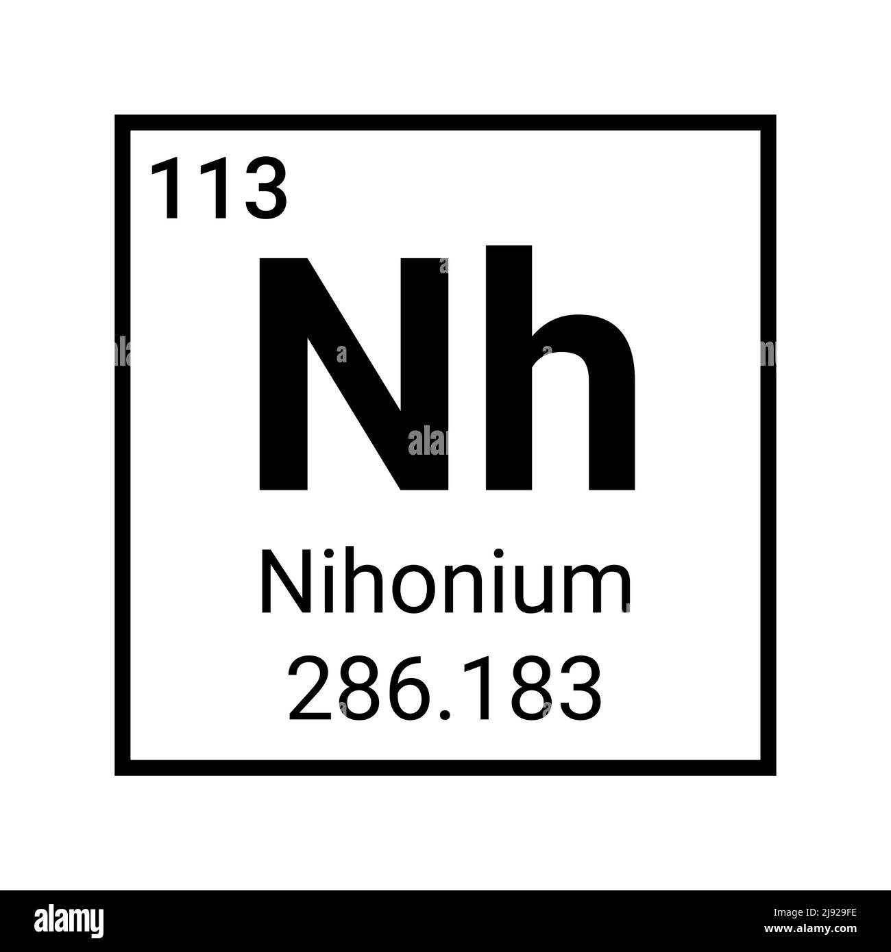 Nihonium periodic table element. Science atomic symbol icon Stock Vector