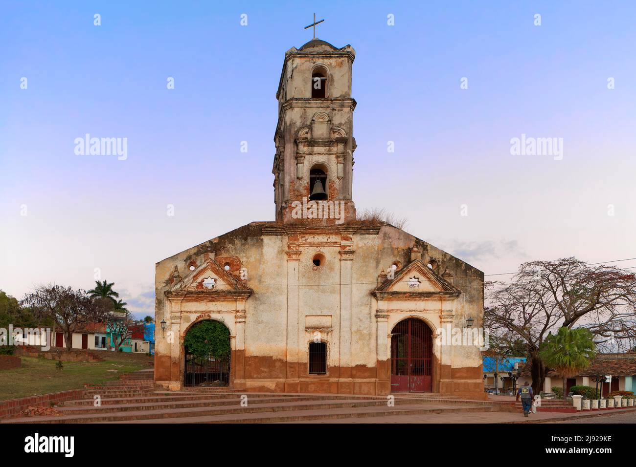 Morbid, old church with bell tower, old town, Trinidad, UNESCO World Heritage Site, Sancti Spiritus province, Cuba, West Indies, Caribbean Stock Photo
