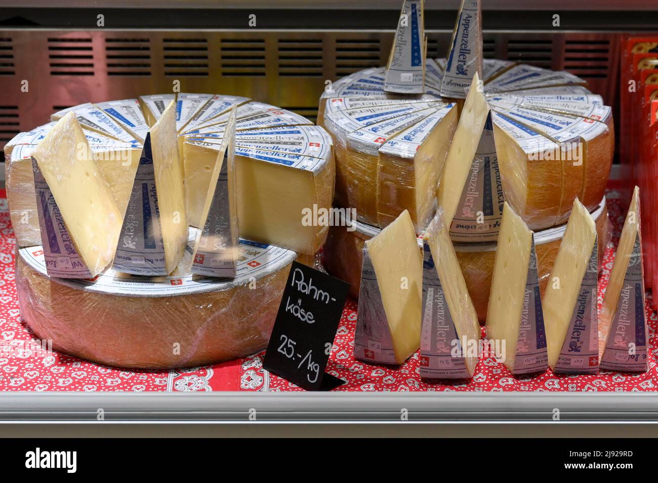 Sales shelf Swiss cream cheese Stock Photo Alamy