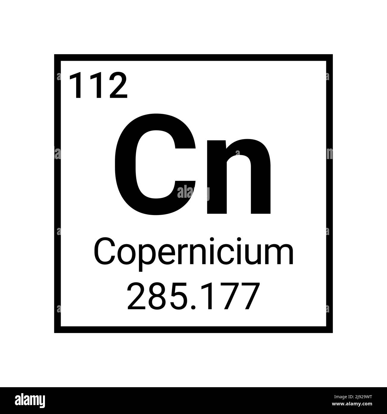 Copernicium science table atomic element symbol chemical sign Stock Vector