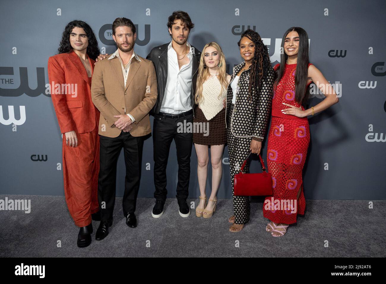 New York, USA. 18th May, 2022. (L-R) Jojo Fleites, Jensen Ackles, Drake Rodger, Meg Donnelly, Demetria McKinney, and Nida Khurshid attend The CW Networks's 2022 New York Upfront Presentation at New York City Center in New York, New York, on May 19, 2022. (Photo by Gabriele Holtermann/Sipa USA) Credit: Sipa USA/Alamy Live News Stock Photo