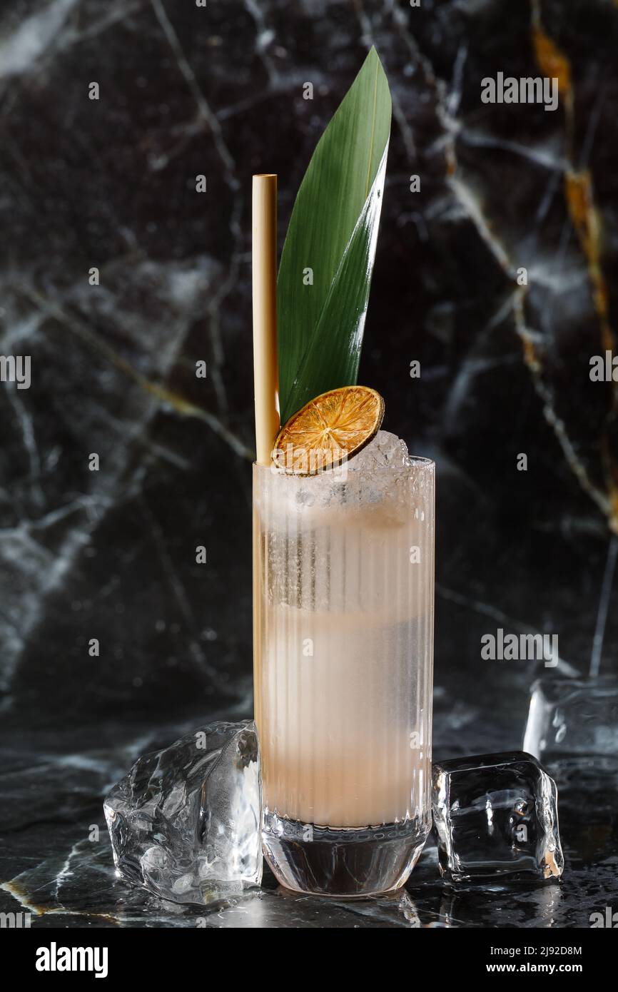 classic cocktail Hemingway decorated with dry lime, Boozy Rum Hemingway Daiquiri with LIme and