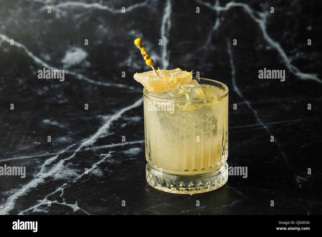 Alcoholic Scotch Whiskey Penicillin Drink Cocktail with Lemon, Honey