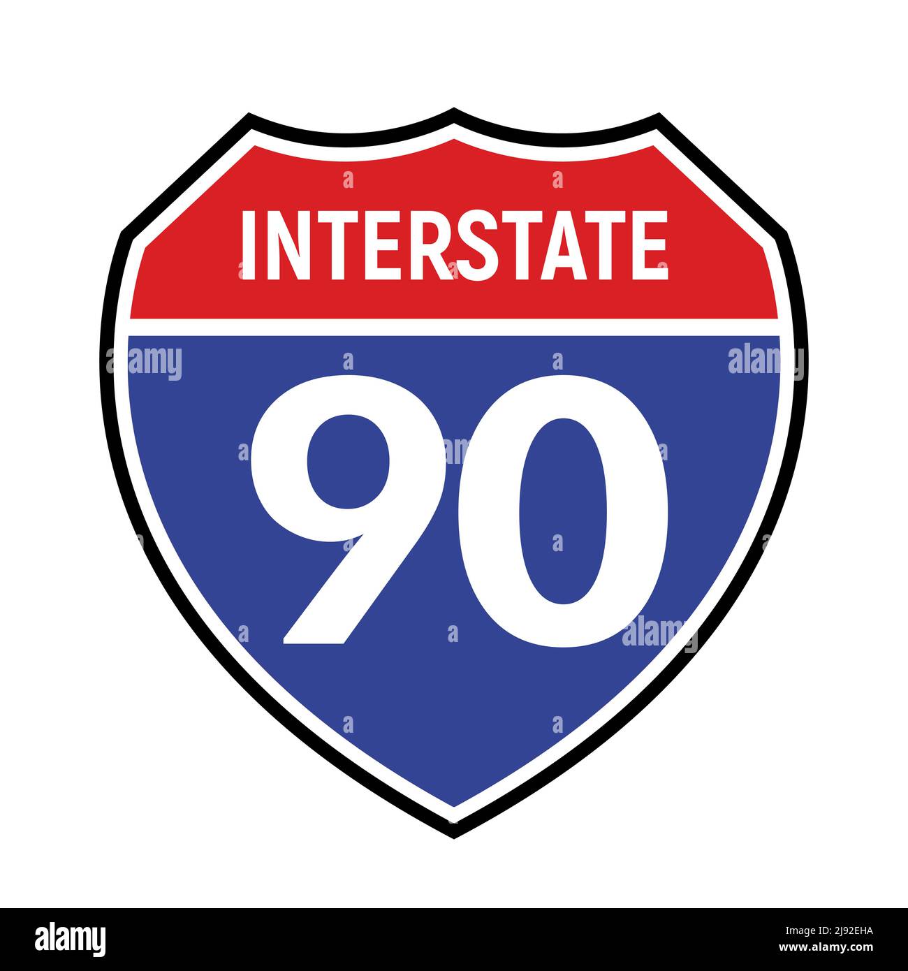 90 route sign icon. Vector road 90 highway interstate american freeway ...