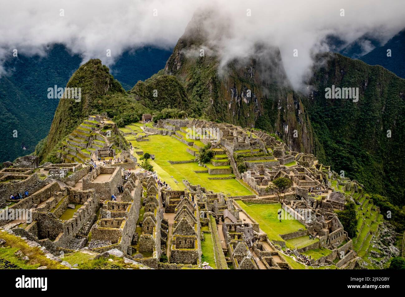 The Inca Citadel Of Machu Picchu, Urubamba Province, Peru. Stock Photo