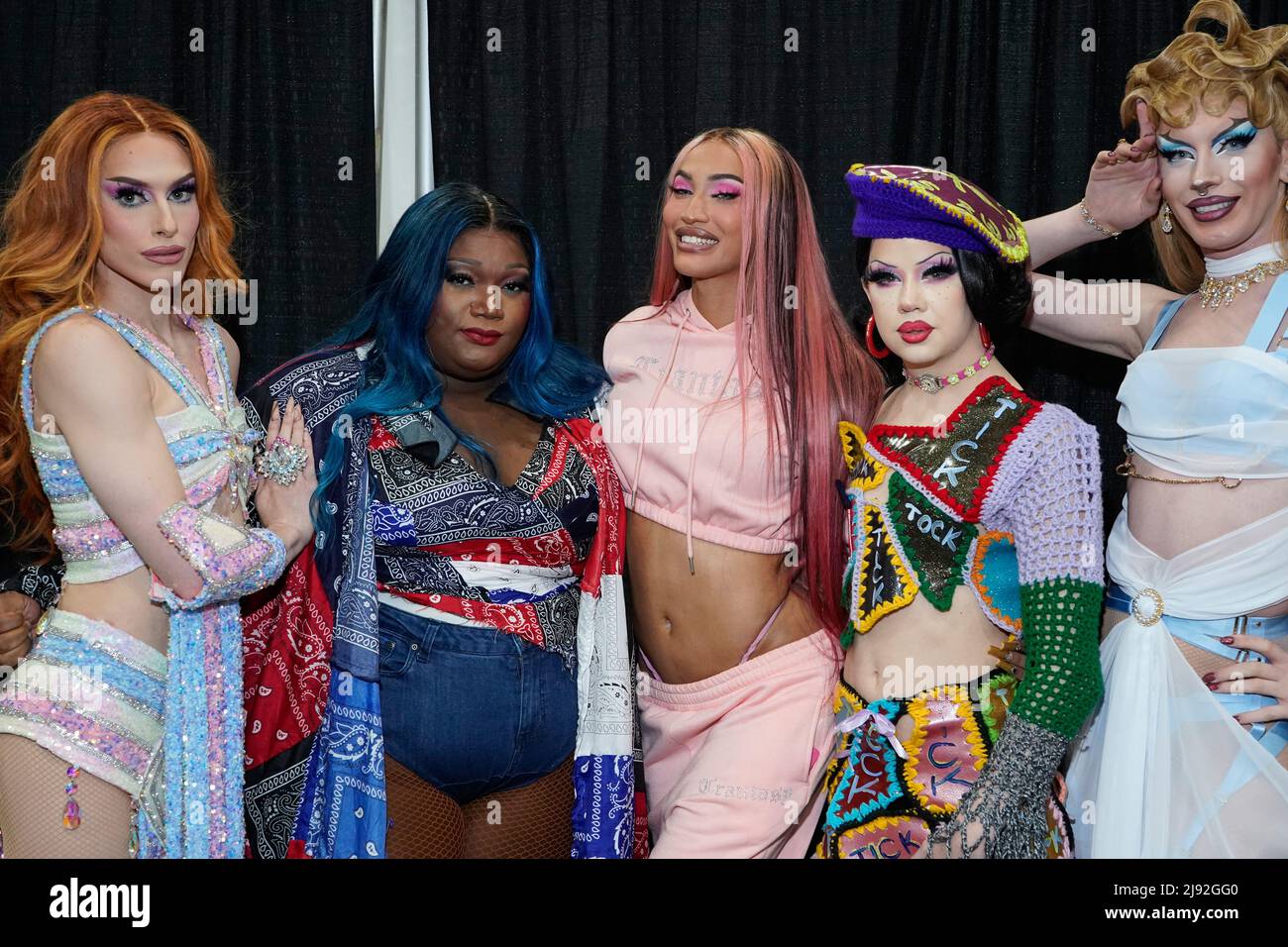 Jasmine Kennedie, Kornbread the snack Jeté, Kerri Colby, Willow Pill, Bosco during the 2022 RuPaul DragCon, Day 2, held at the LA Convention Center in Los Angeles, California, Friday, May 14, 2022.  Photo by Jennifer Graylock-Graylock.com Stock Photo