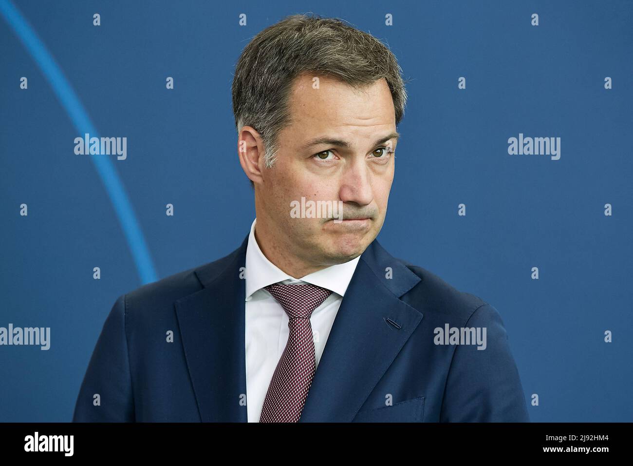 10.05.2022, Berlin, Berlin, Germany - Alexander De Croo, Prime Minister of the Kingdom of Belgium, during a press conference at the Chancellor's Offic Stock Photo