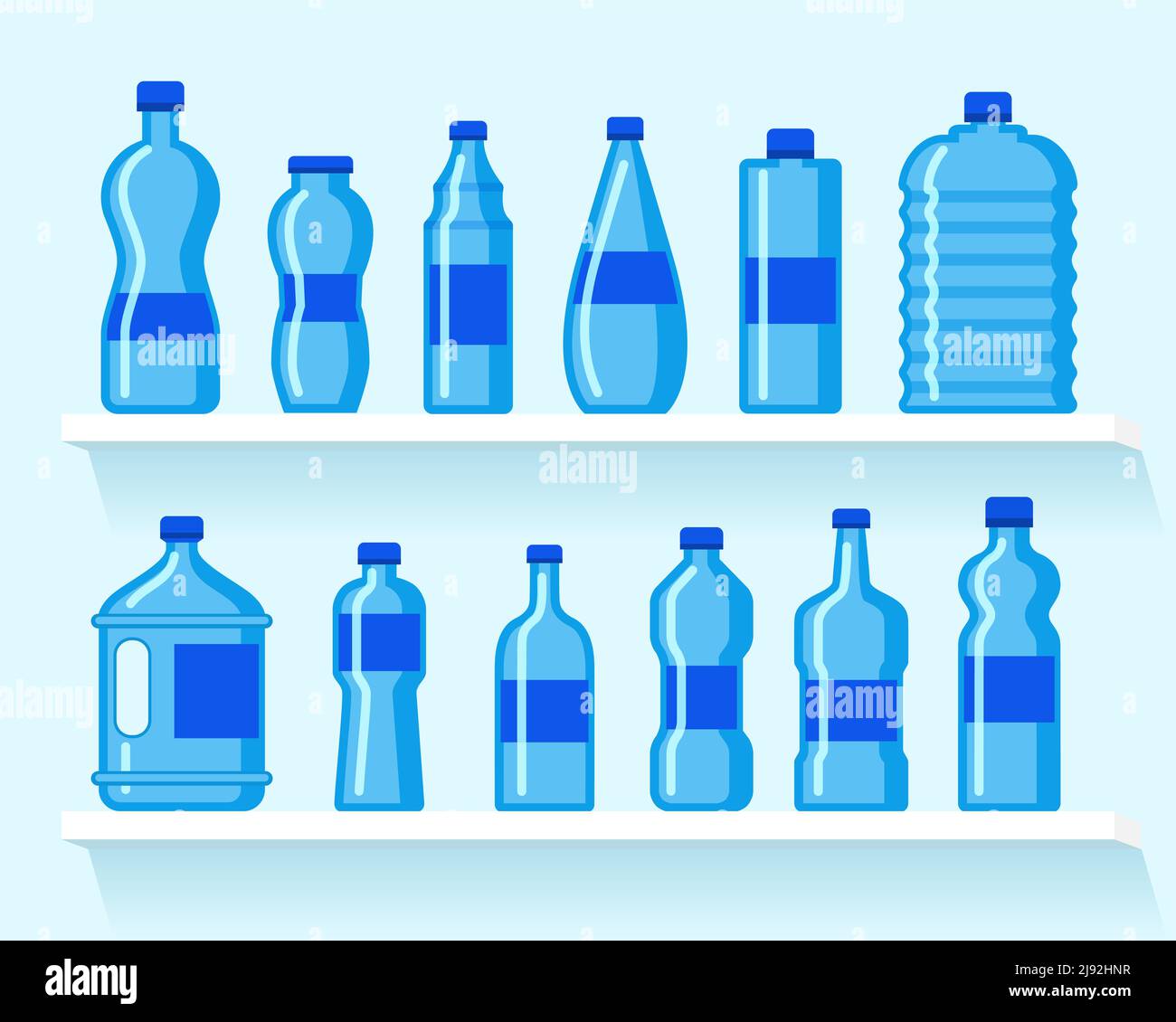 Plastic water bottle icon. Blue liquid container drink, bottle