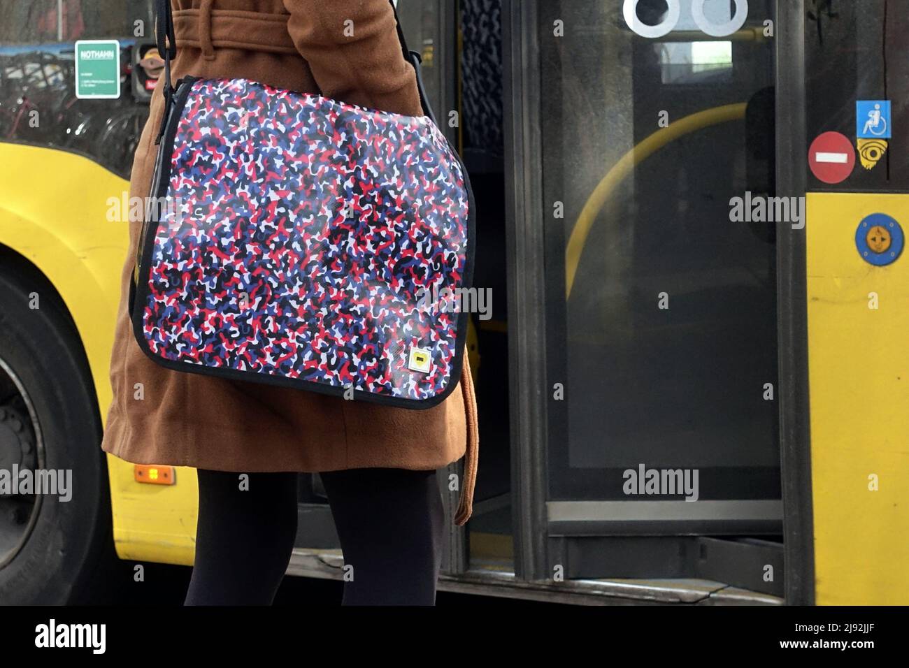 22.02.2022, Berlin, , Germany - Bag of the BVG with the Urban-Jungle design.  Due to a copyright dispute, the design may no longer be used by BVG. 00S2  Stock Photo - Alamy