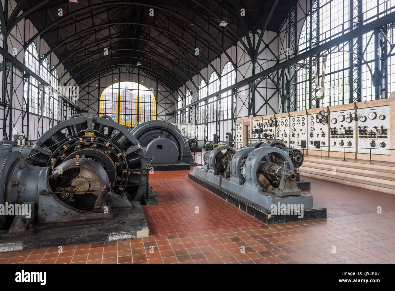 13.08.2021, Dortmund, North Rhine-Westphalia, Germany - Machine hall. LWL Industrial Museum Zollern Colliery. Zollern Colliery is a disused coal mine Stock Photo