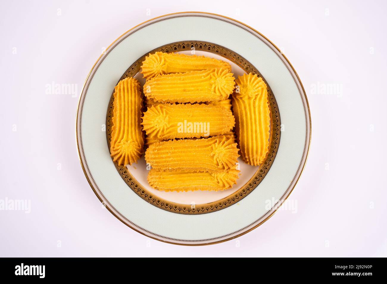biscuits handmaded on a plate at white background Stock Photo