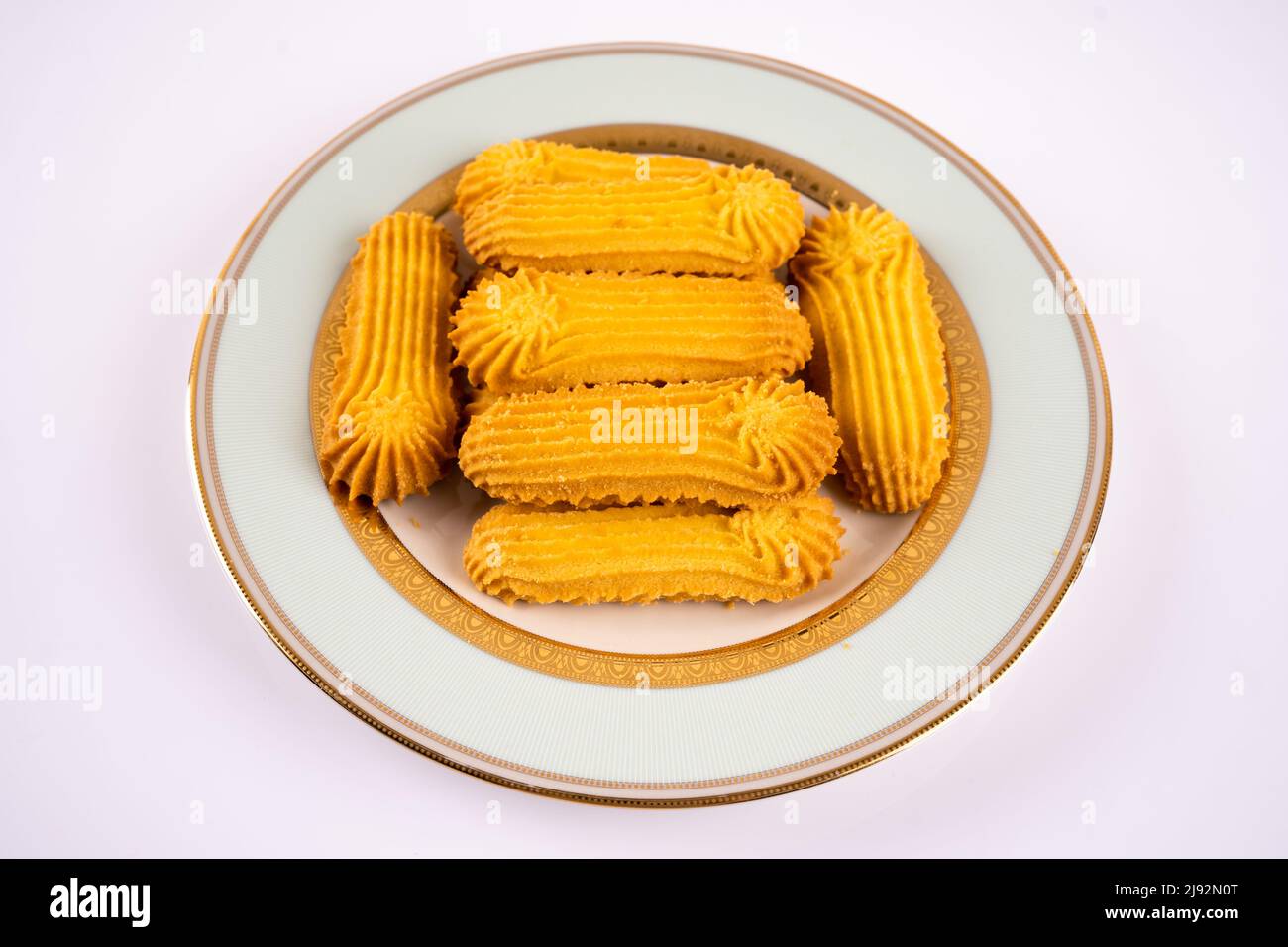 biscuits handmaded on a plate at white background Stock Photo