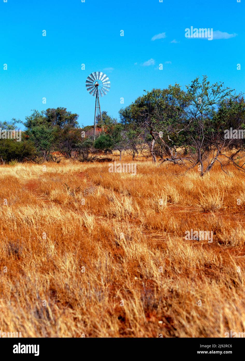 Windmill in Australian Outback, Pilbara, Western Australia Stock Photo