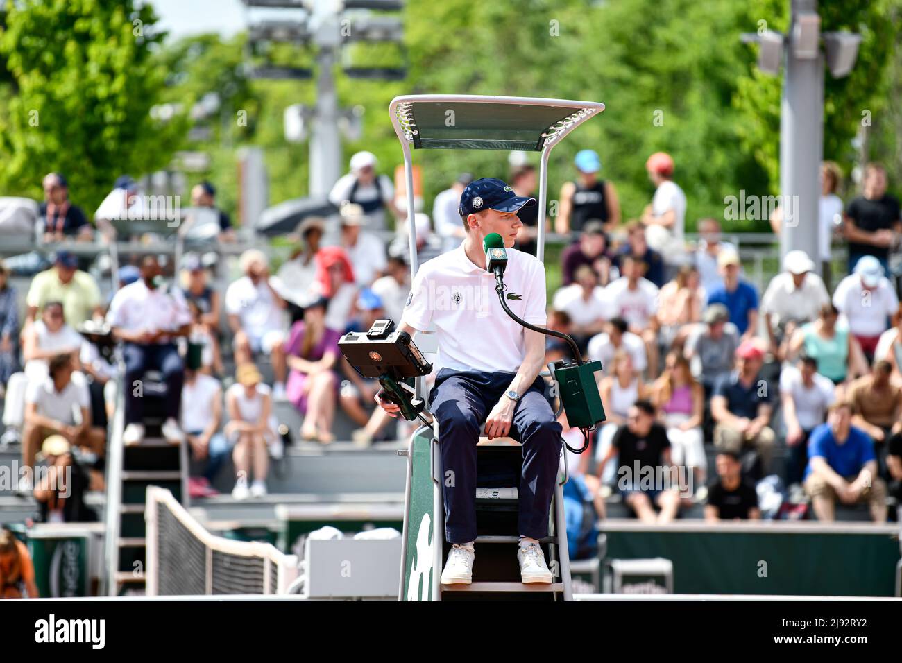 A chair umpire (man referee) during the French Open (RolandGarros