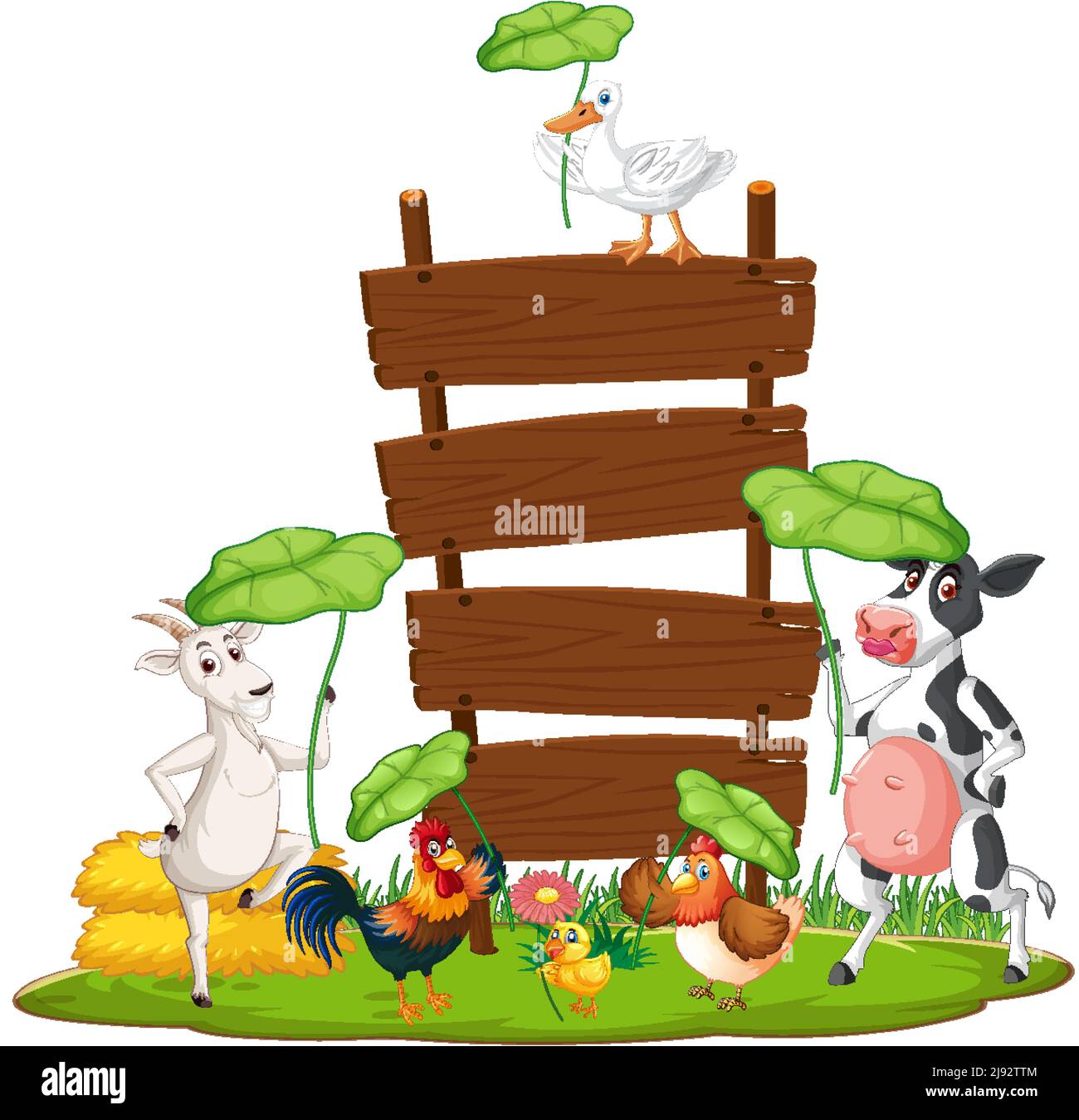 Empty banner template with farm animals illustration Stock Vector Image ...