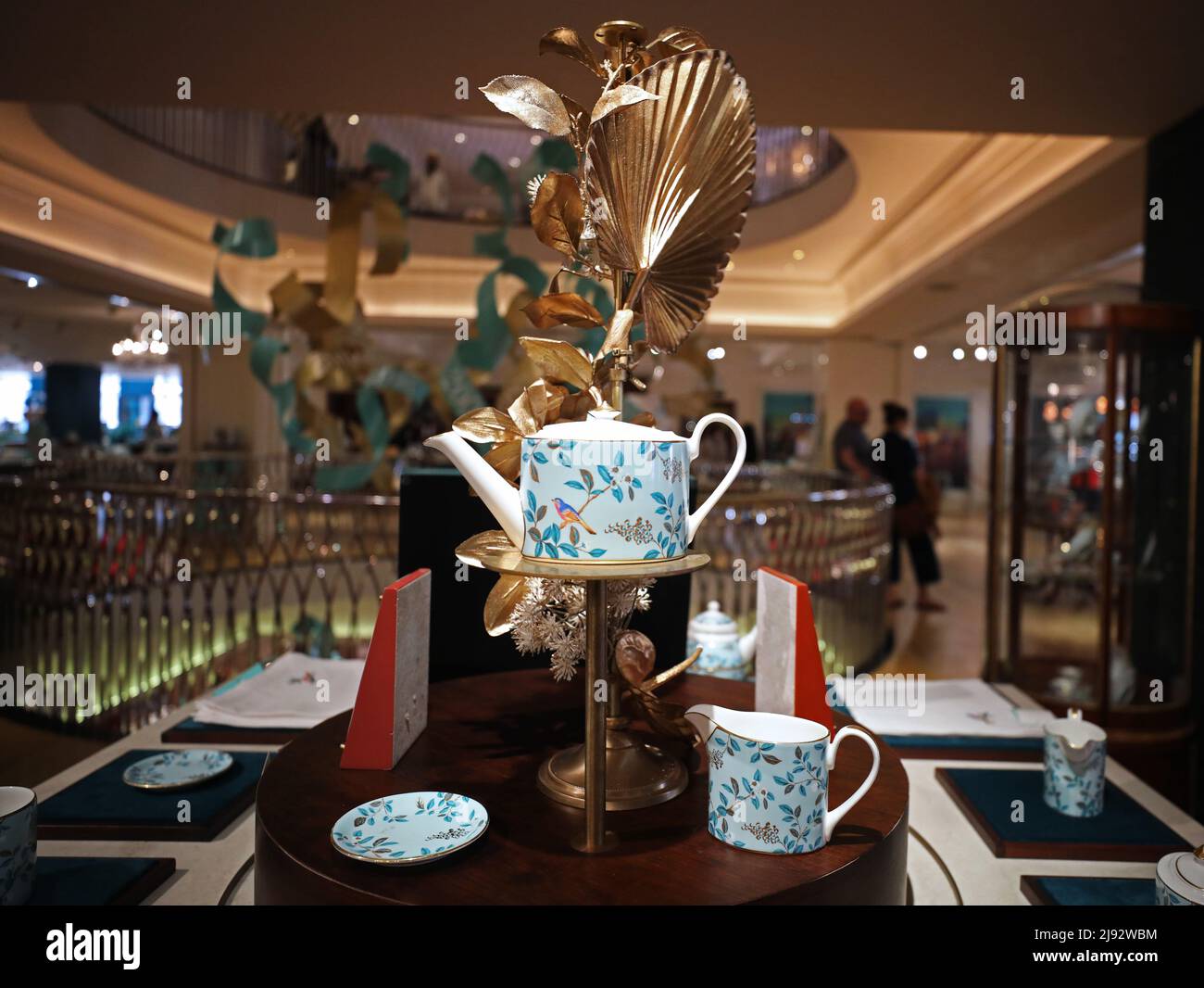 London, Britain. 19th May, 2022. Tea sets are seen in Fortnum & Mason