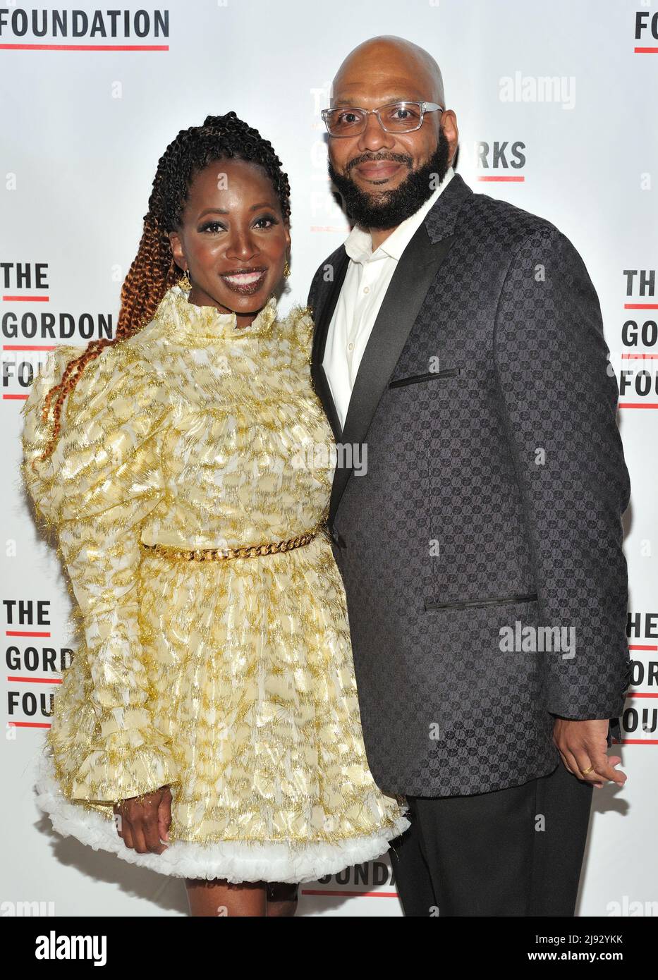 New York, USA. 19th May, 2022. L-R: Bisa Butler and John Butler attend The Gordon Parks Foundation Annual Awards Dinner 2022 at Cipriani 42nd Street in New York, NY on May 19, 2022. (Photo by Stephen Smith/SIPA USA) Credit: Sipa USA/Alamy Live News Stock Photo