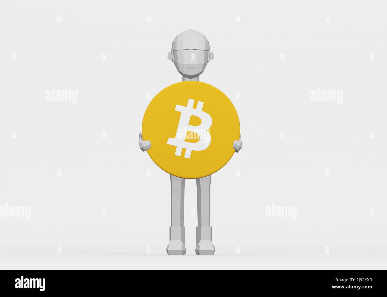 3d render of cartoon dummy holding a bitcoin for crytocurrency concept  Stock Photo - Alamy
