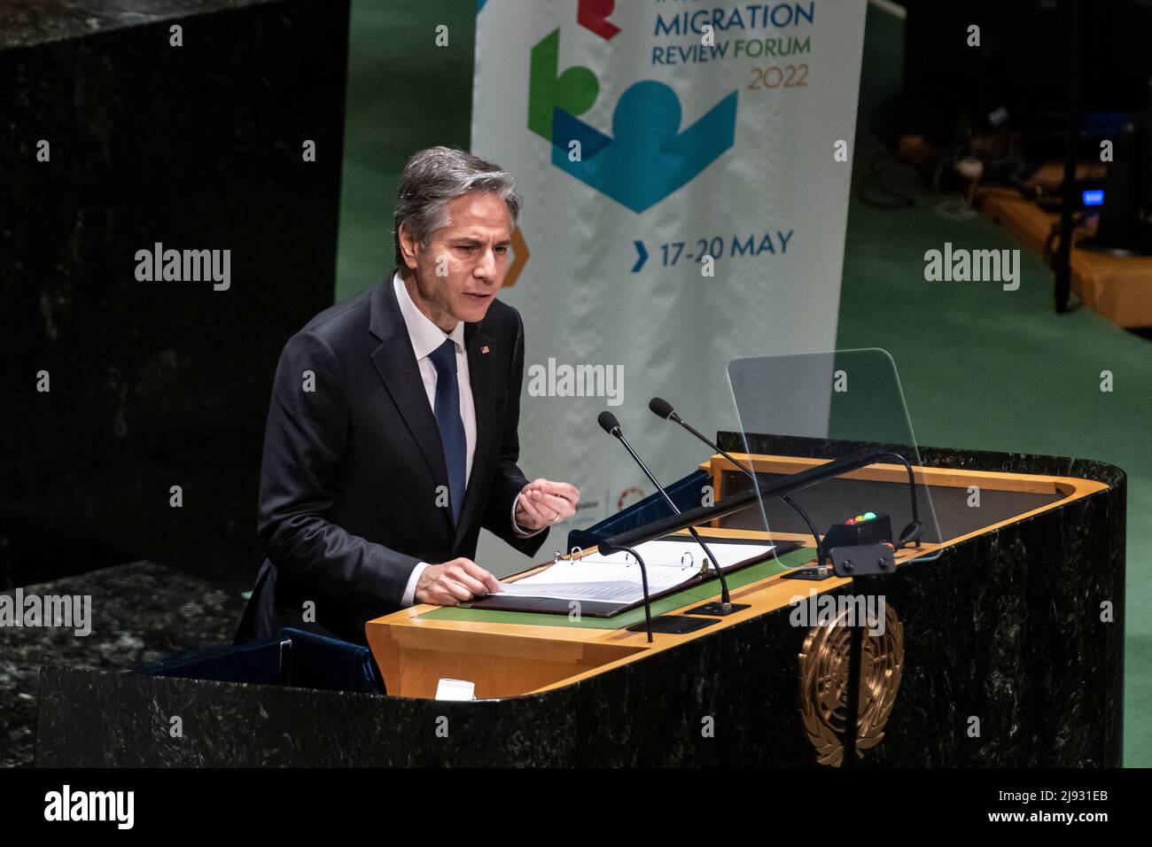 New York, NY May 19, 2022 US Secretary of State Antony Blinken addressed International