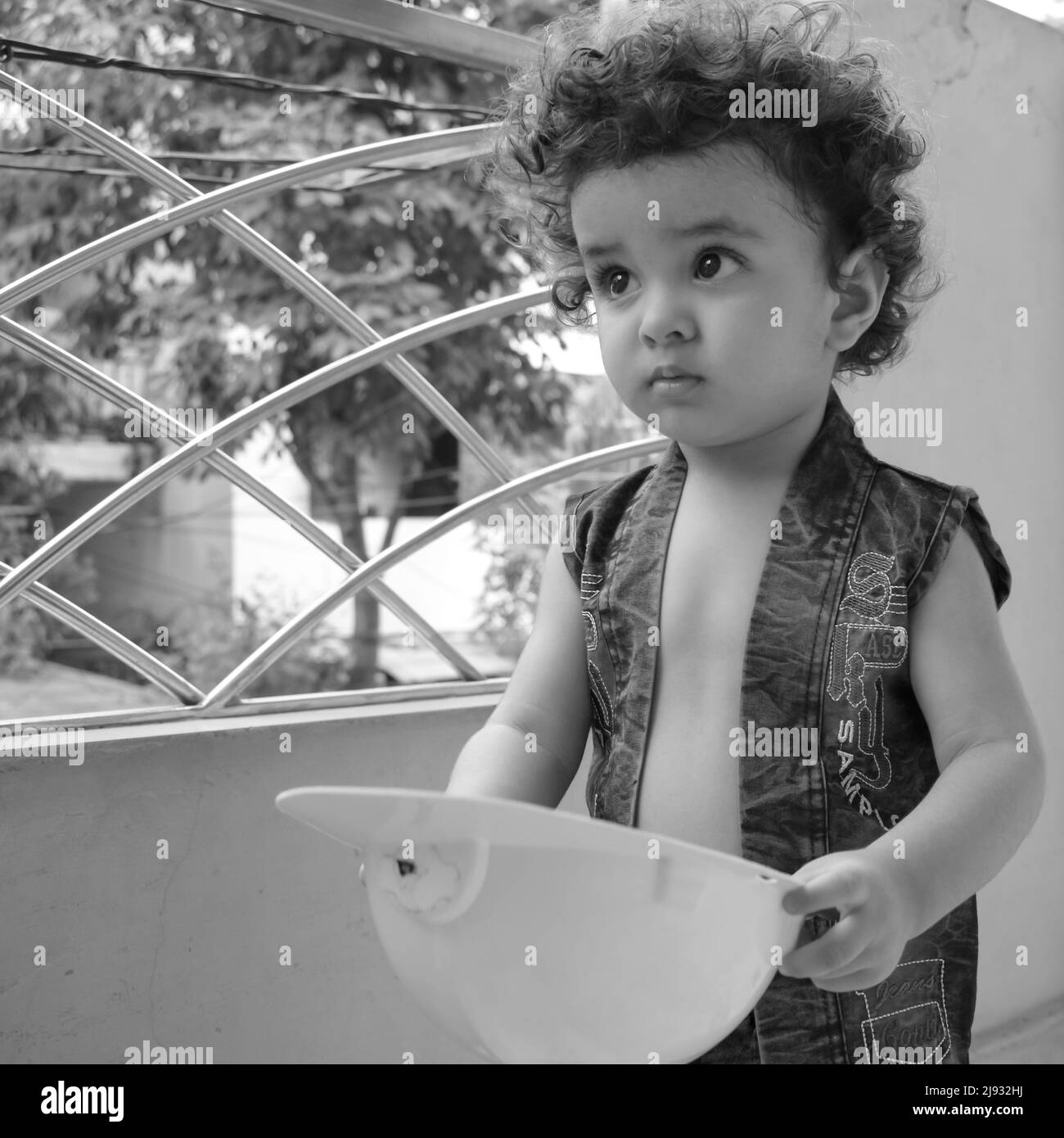 Cute little boy Shivaay at home balcony during summer time, Sweet