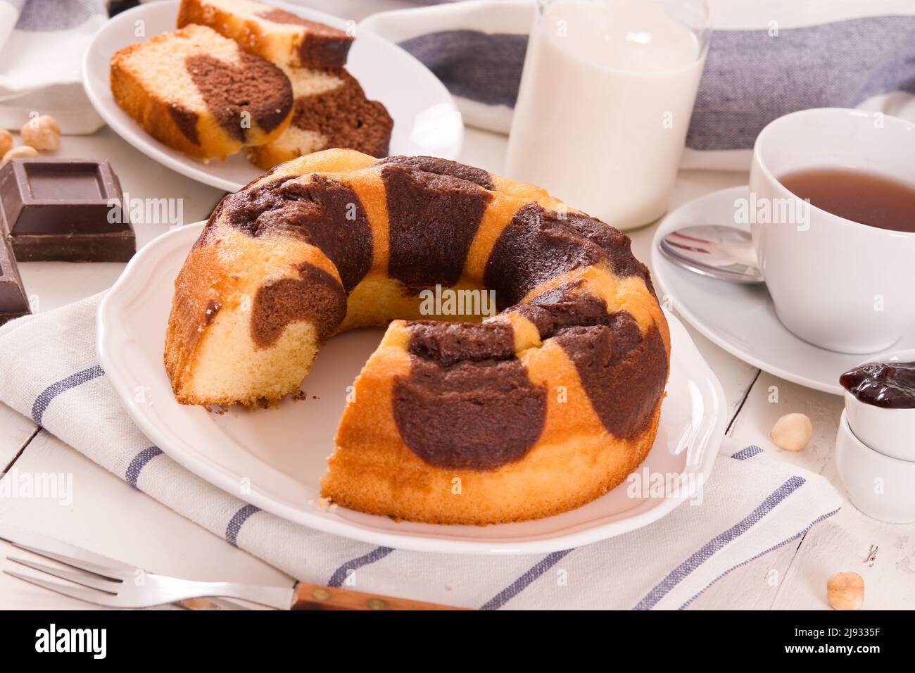 Marble ring cake Stock Photo Alamy