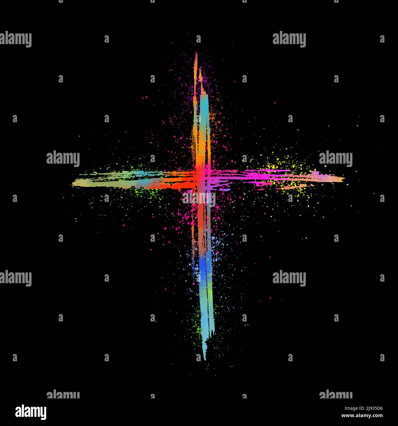Multicolored religious cross. Happy easter. Vector illustration Stock Vector