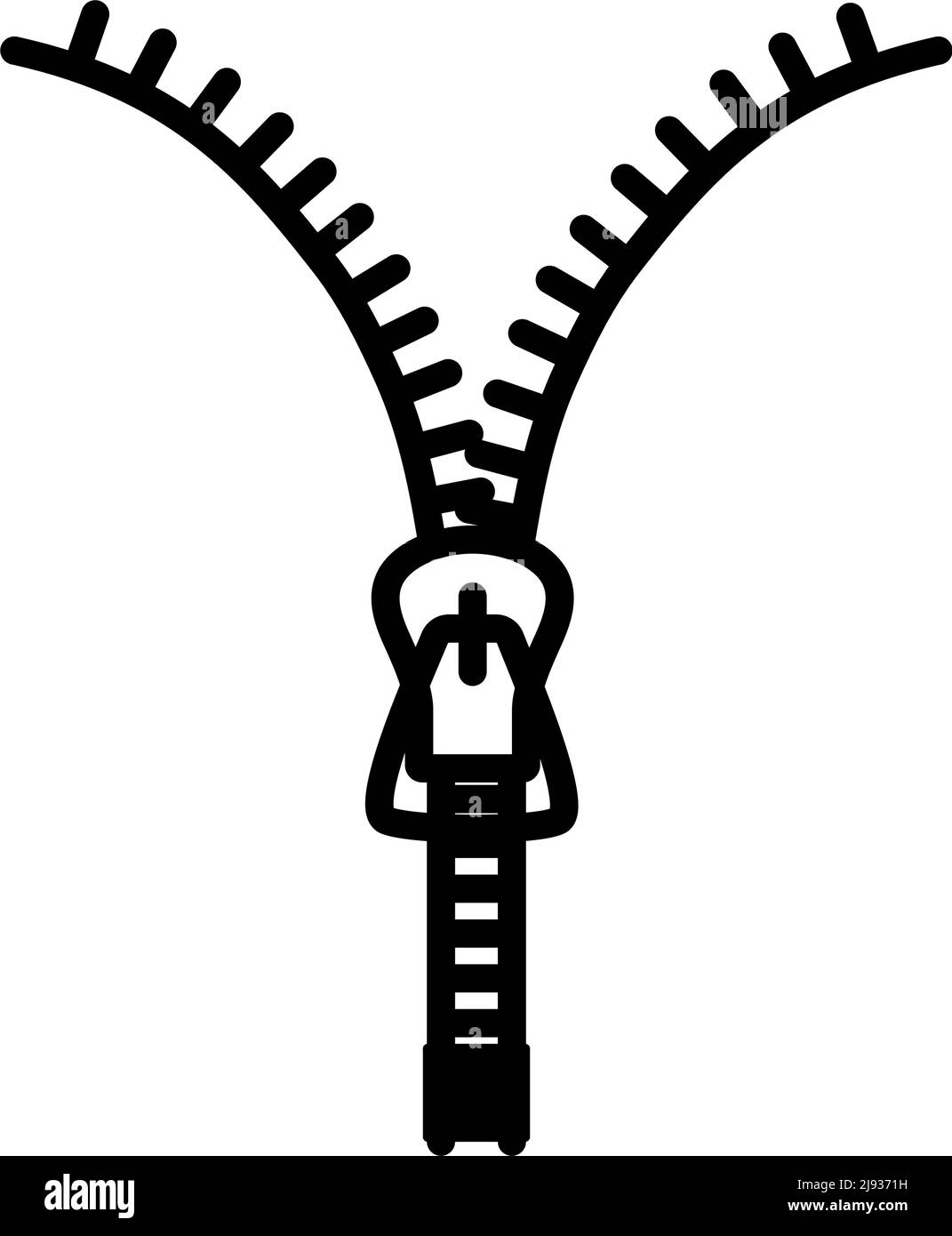 Sewing Zip Line Icon. Bold outline design with editable stroke width