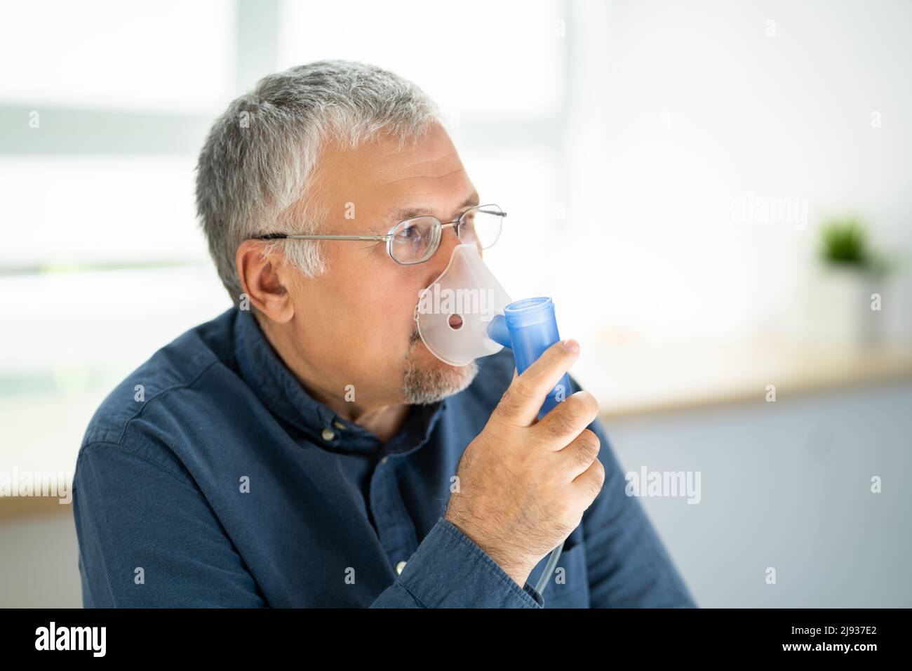 Copd, Medical Fibrosis Or Asthma Sick Patient Stock Photo