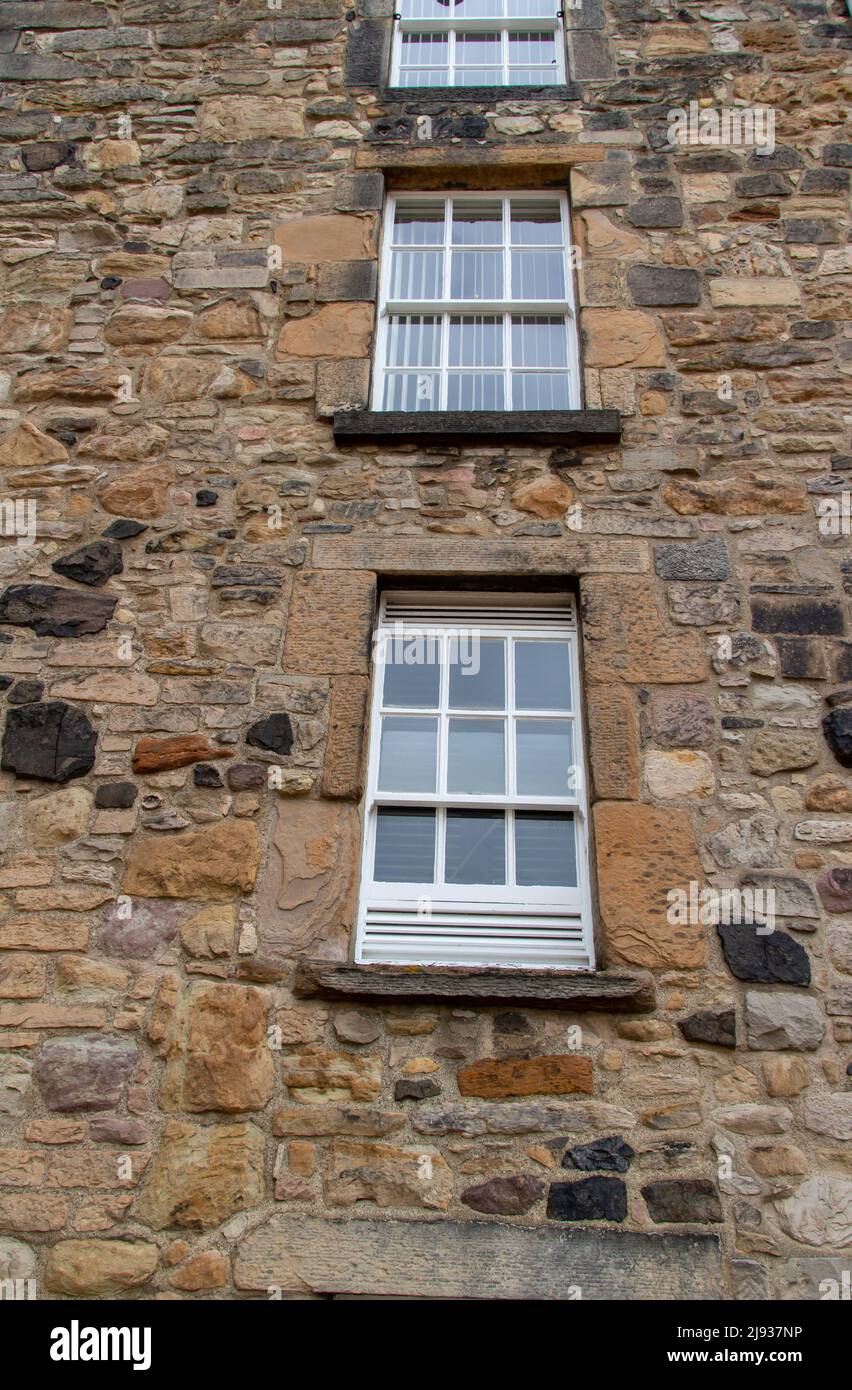 Beautiful old medieval European stone wall texture background, with ...