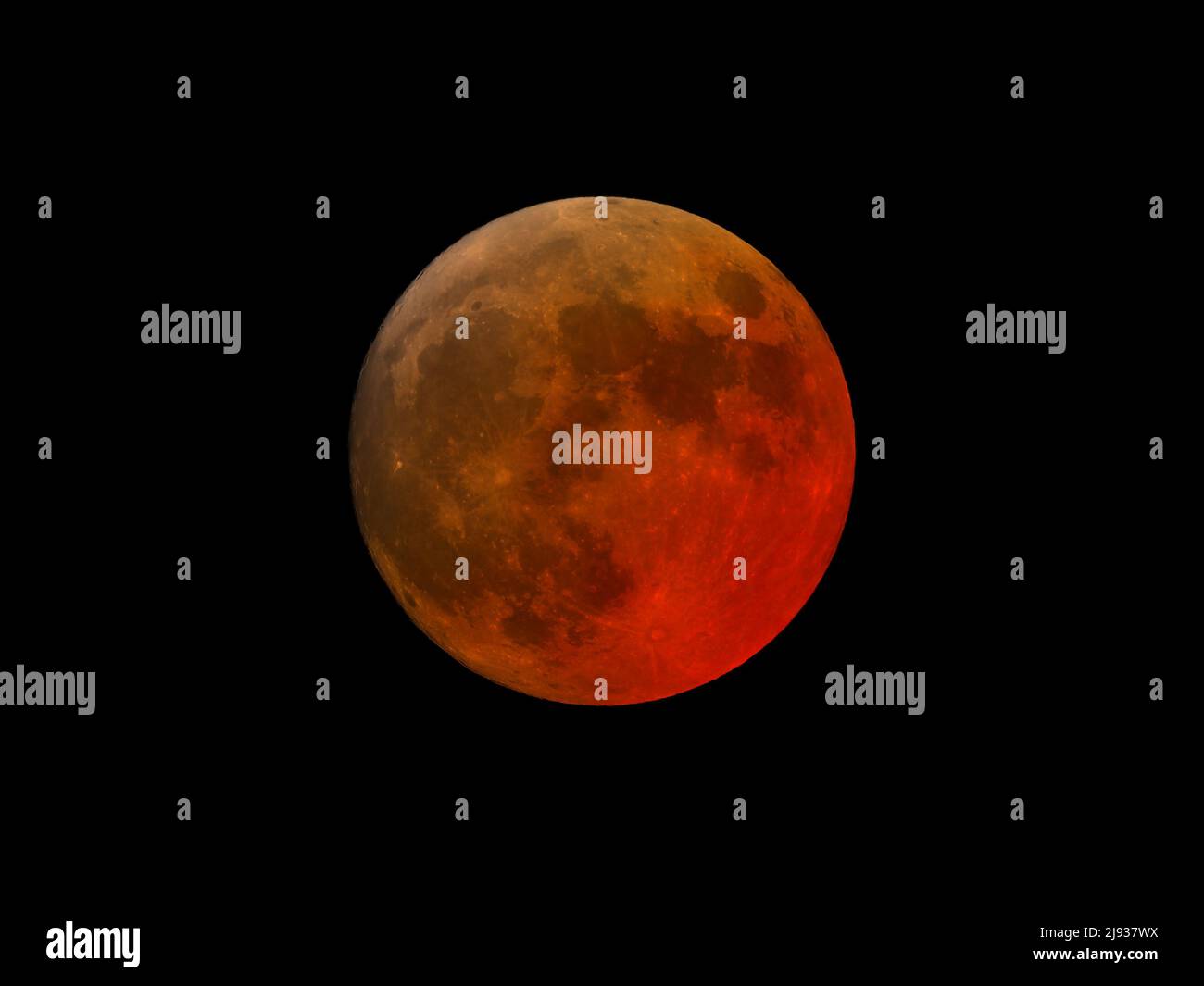 super blood moon during a total eclipse Stock Photo