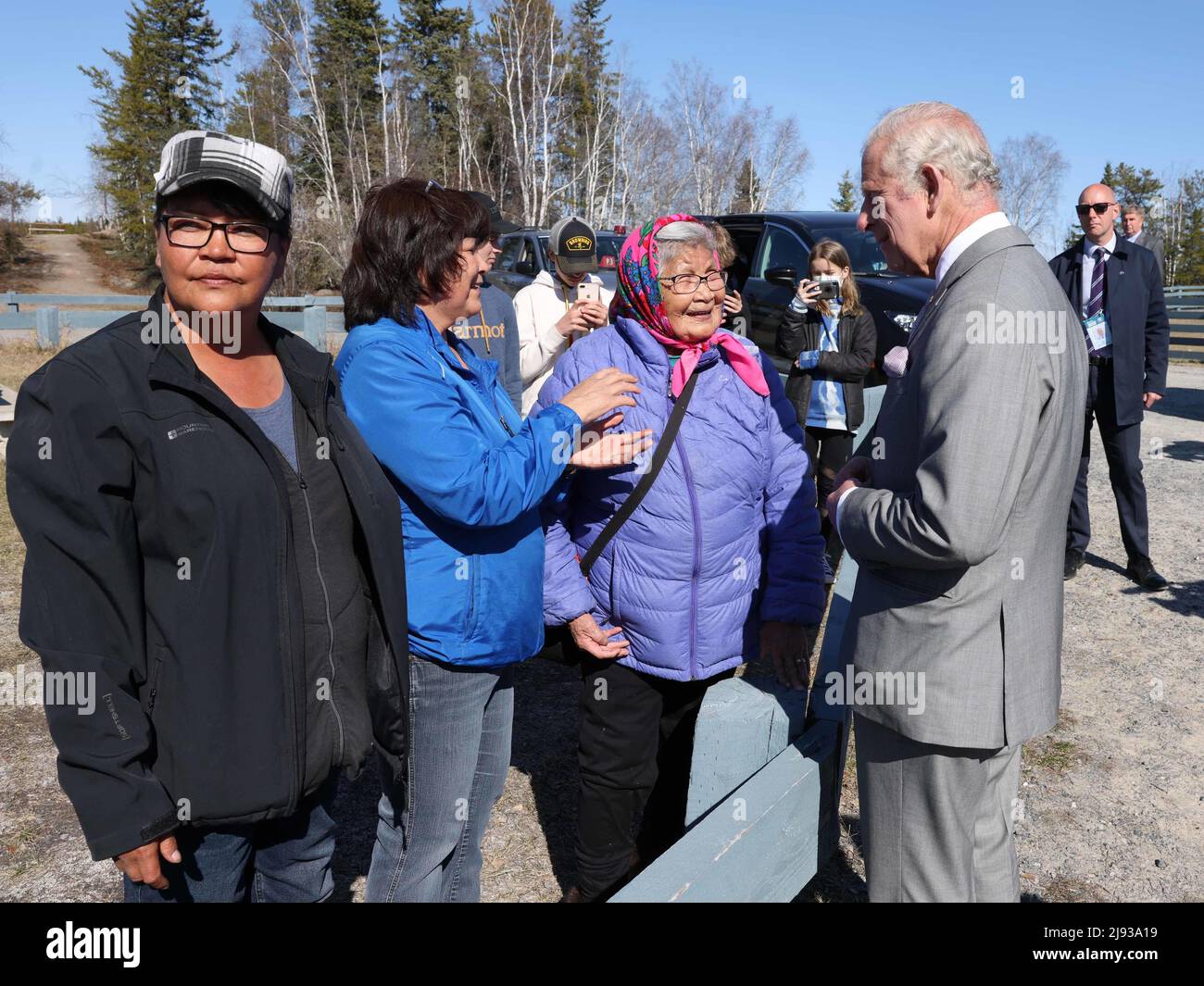 The Prince of Wales during a visit to the Canadian Rangers at Fred Henne Territorial Park in Yellowknife, to mark the organization's 75th anniversary, during his three-day trip to Canada with the Duchess of Cornwall to mark the Queen's Platinum Jubilee. Picture date: Wednesday May 18, 2022. Stock Photo