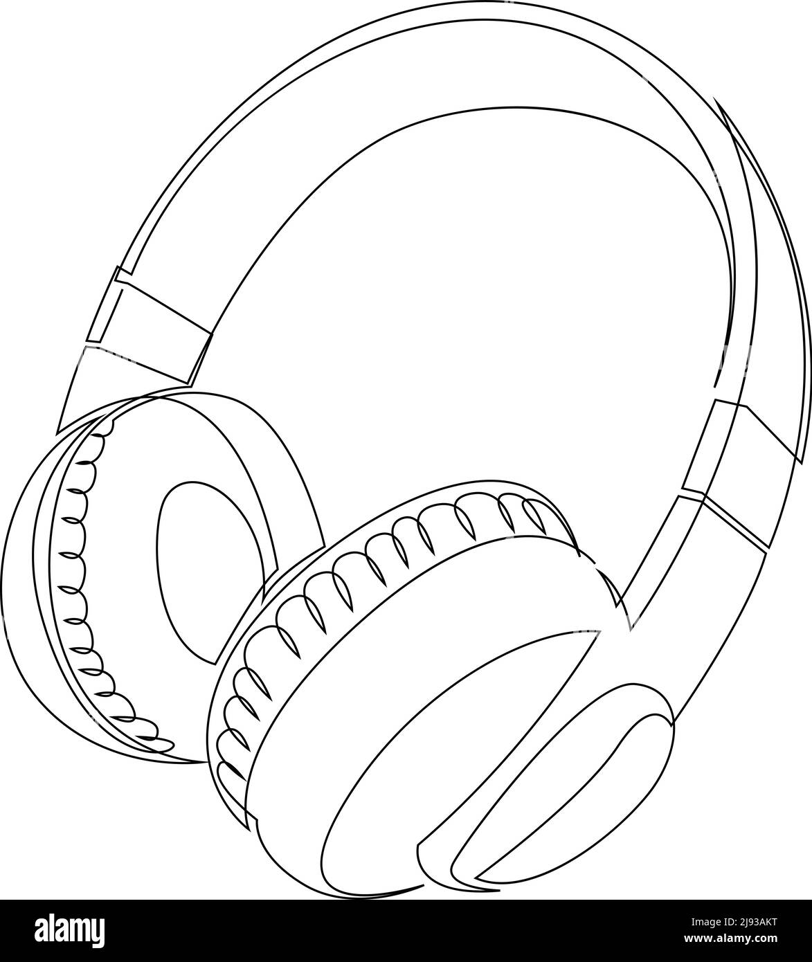 continuous line drawing of studio headphones or earphones vector