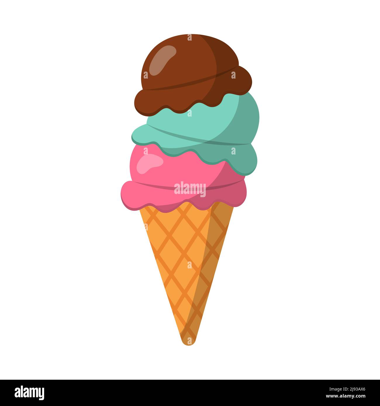 Illustration of an ice cream cone waffle. vector isolated on a white ...