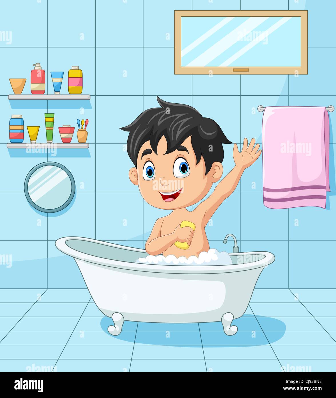 Cartoon little boy having bath Stock Vector Image & Art - Alamy