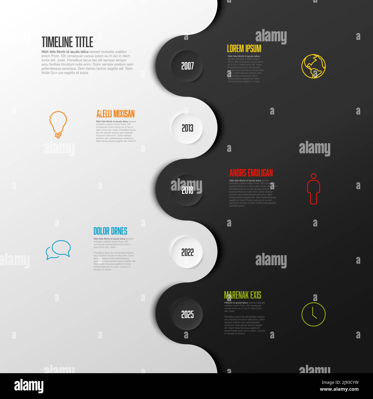 Vector vertical Infographic Company Milestones Timeline Template with ...