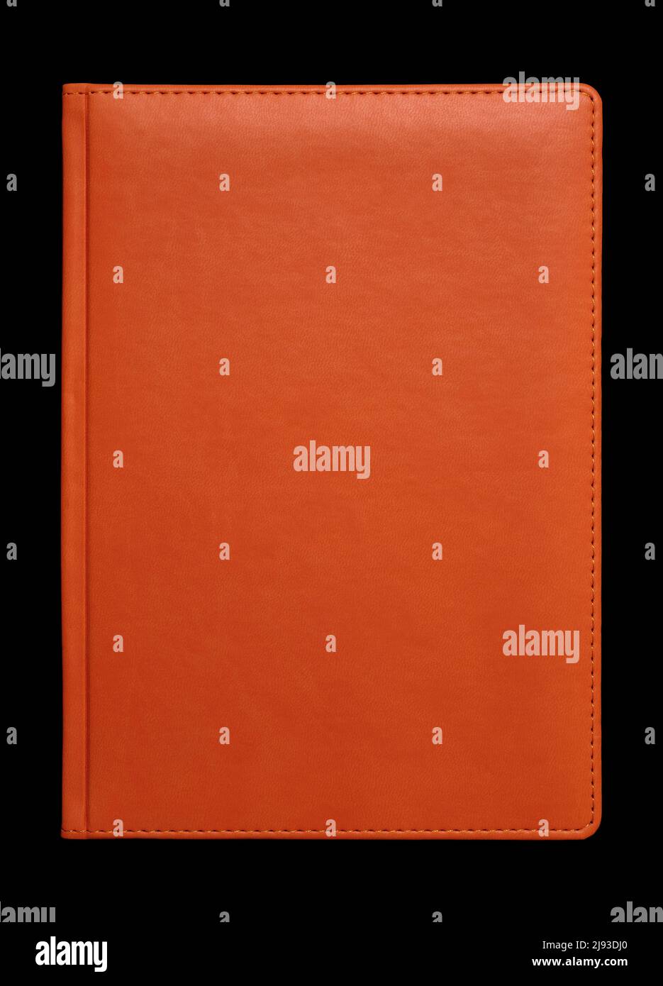 orange leather book cover on black Stock Photo