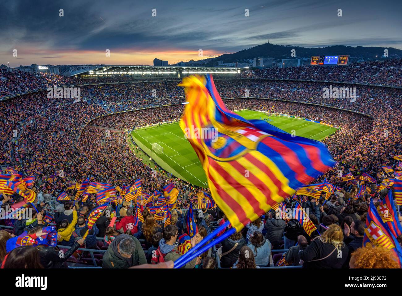 Festive mood at Camp Nou stadium, full sold out with 91,648 spectators, the  world attendance record for a women's football match, in 2022 Champions  Stock Photo - Alamy