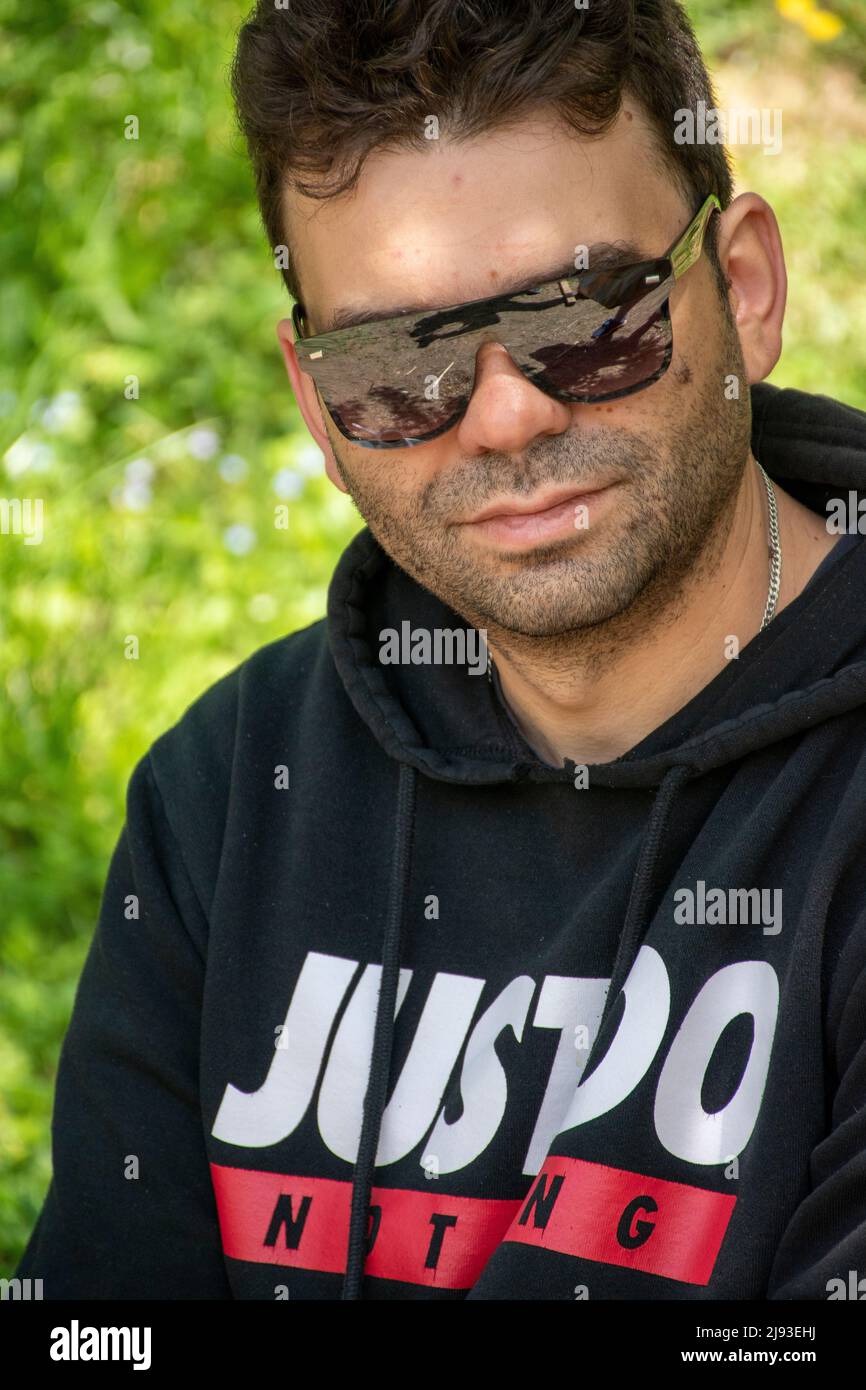 potrait of a man with sunglasses Stock Photo