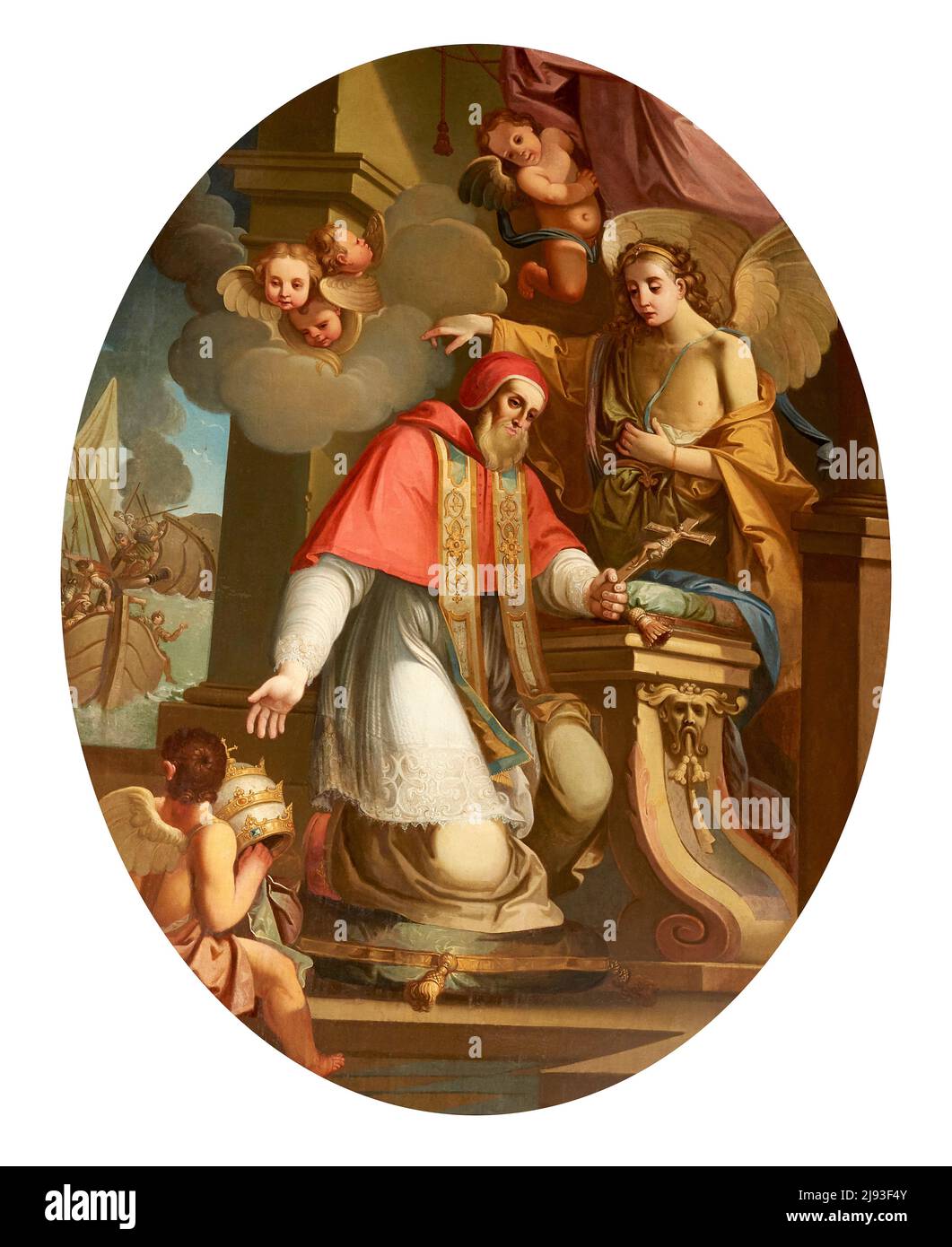 Papa Pio V in meditazione - olio su tela  -  pittore veneto del XIX secolo - Venezia, Italia, chiesa di S. Giovanni in Bragora Stock Photo