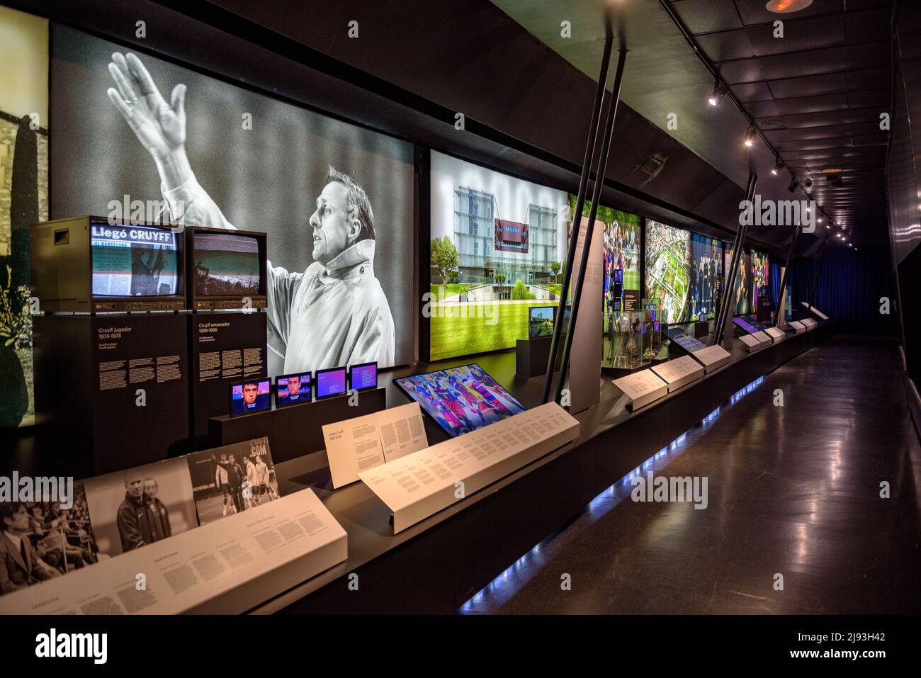 FC Barcelona Museum, in the Camp Nou stadium (Barcelona, Catalonia, Spain)  ESP: Museo del FC Barcelona, en el Camp Nou (Barcelona, Cataluña, España Stock Photo