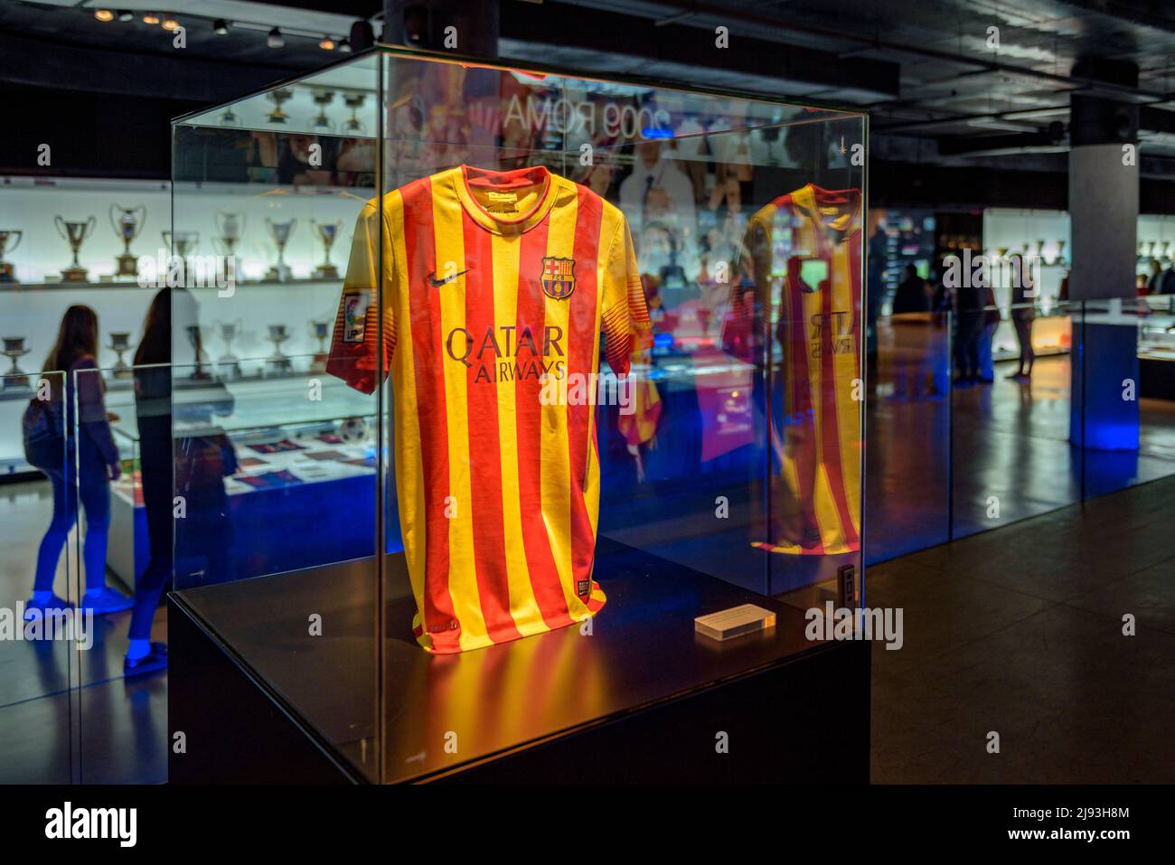 FC Barcelona Museum, in the Camp Nou stadium (Barcelona, Catalonia, Spain)  ESP: Museo del FC Barcelona, en el Camp Nou (Barcelona, Cataluña, España Stock Photo