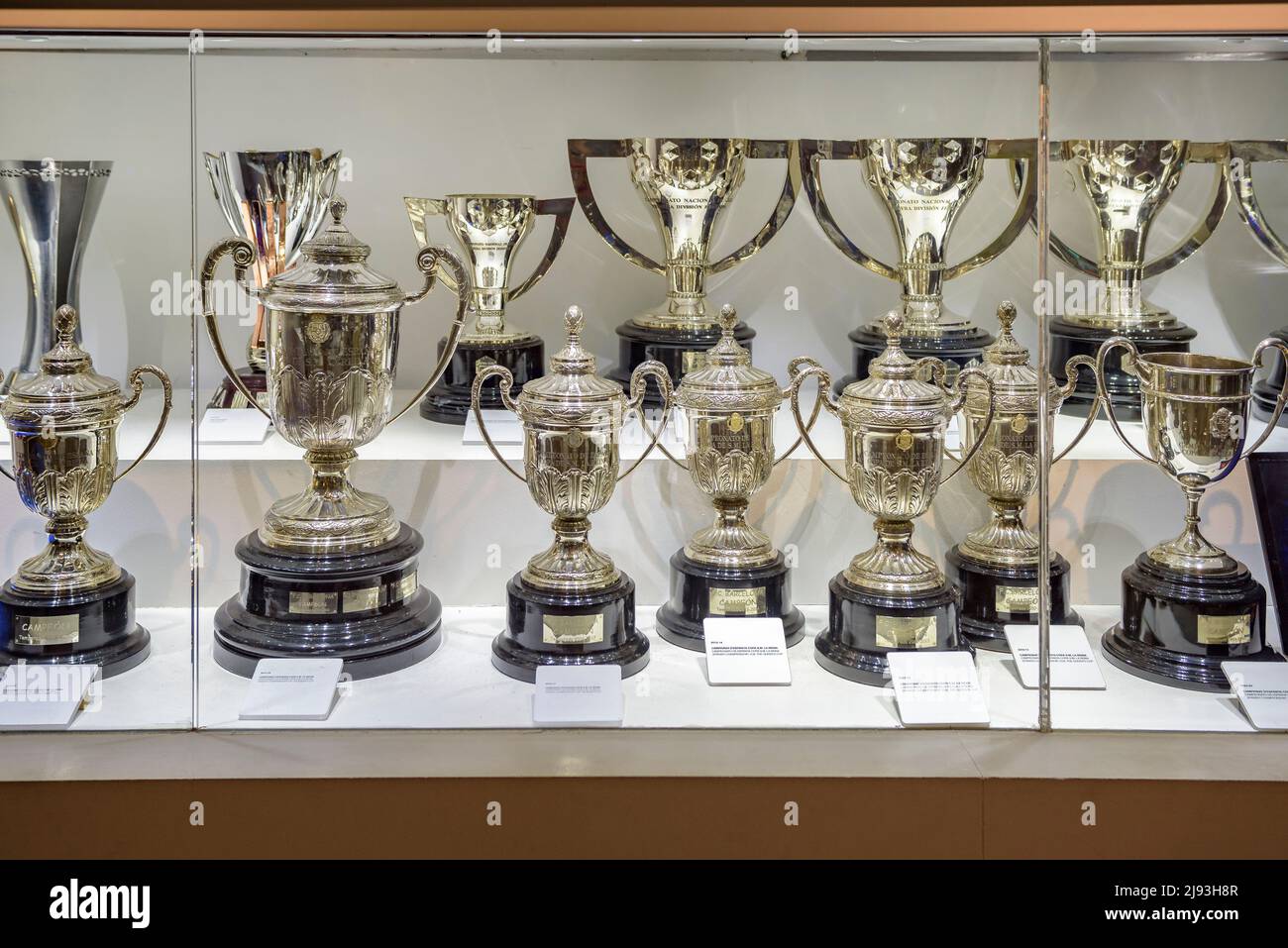 FC Barcelona Museum, in the Camp Nou stadium (Barcelona, Catalonia, Spain)  ESP: Museo del FC Barcelona, en el Camp Nou (Barcelona, Cataluña, España Stock Photo