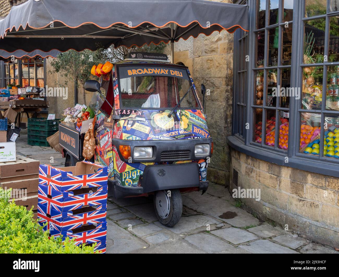 Frontage of the Broadway Deli, in the Cotswolds town of Broadway