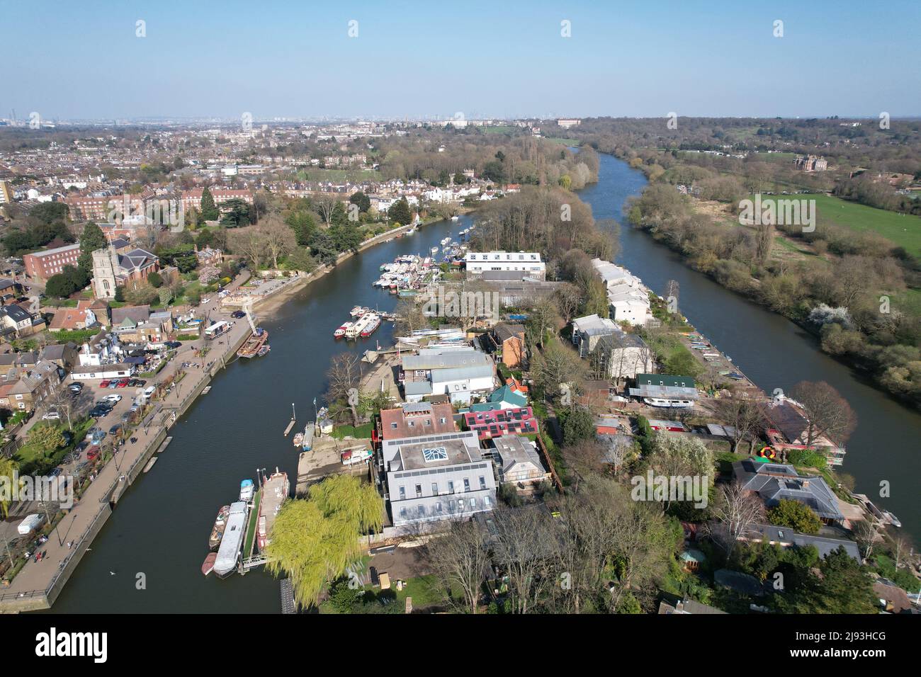 Twickenham London UK aerial drone Stock Photo